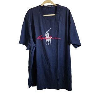 Polo Ralph Lauren Men Big Tall 3XL TALL Navy Blue Polo Player Graphic T Shirt